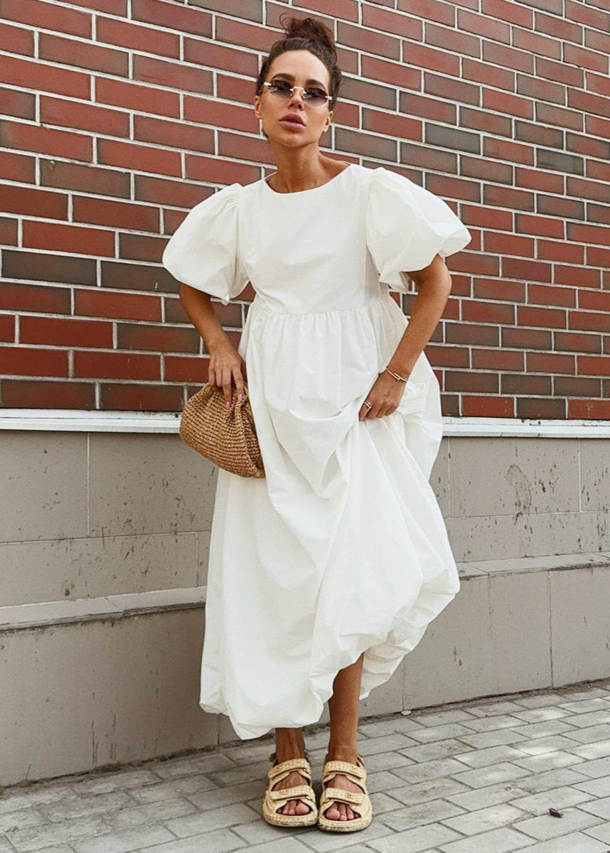 Puff-sleeve Maxi Dress – Effortless Volume