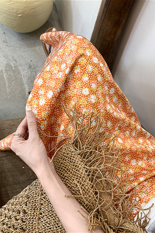 Orange a Line Midi Skirt