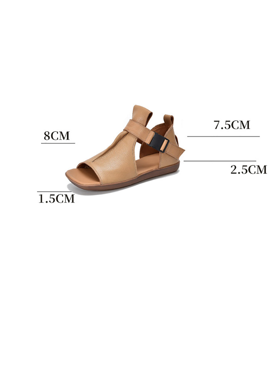 Summer Leather Open-toe Flat Shoes Bn1011