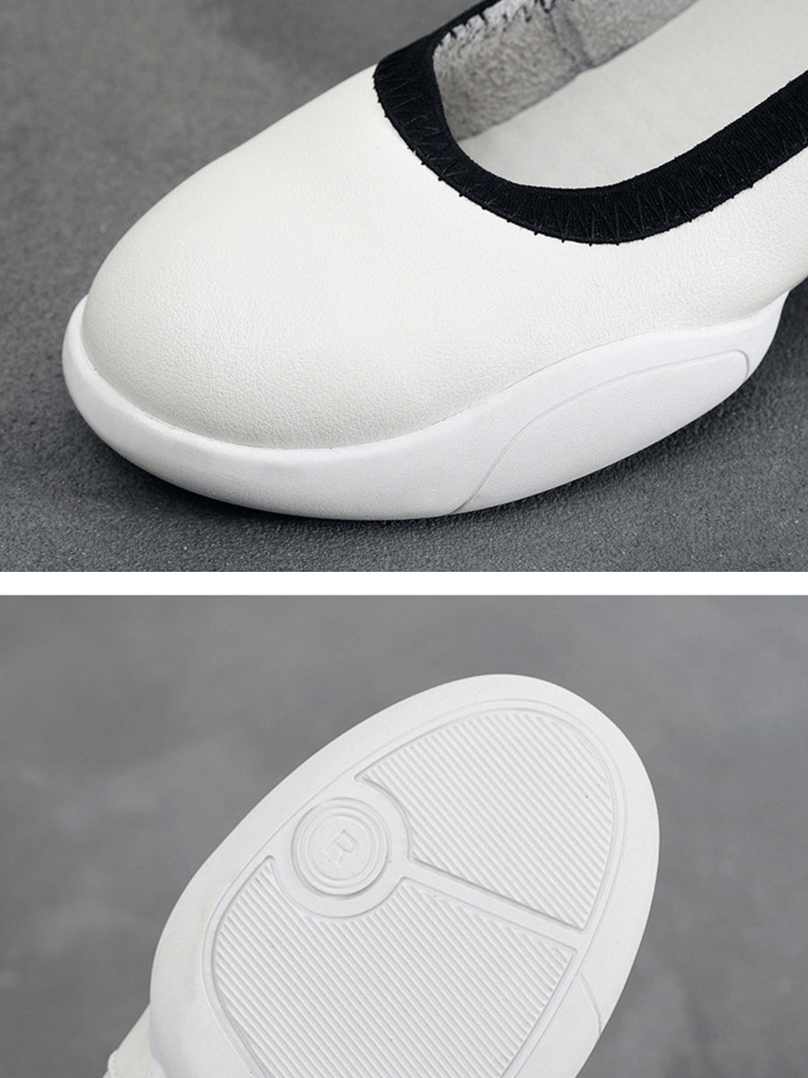 Summer Leather Soft Spliced Flat Shoes Ui1018