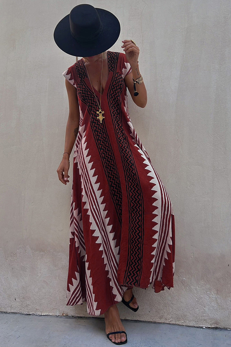 Beach Dates Print A-line Maxi Dress