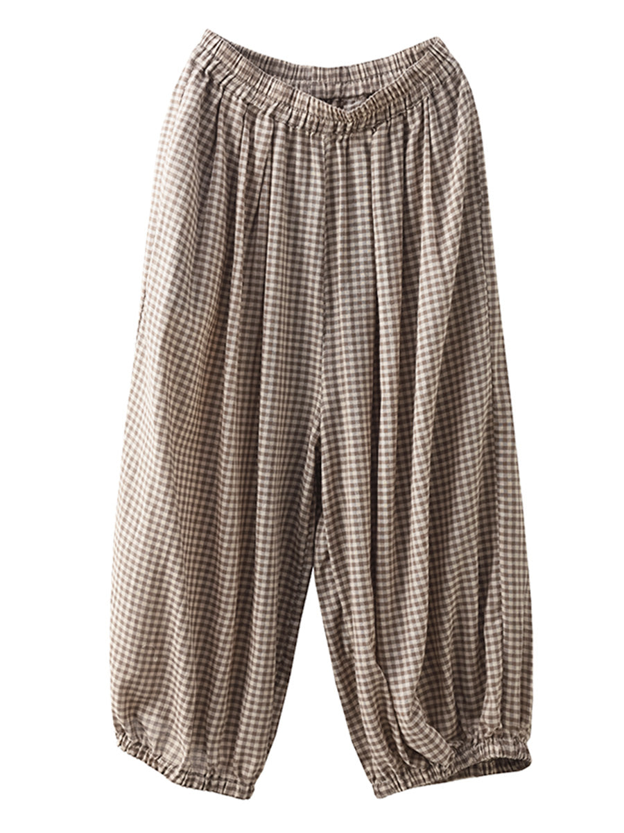Summer Plaid Cotton Harem Pants Zz1046