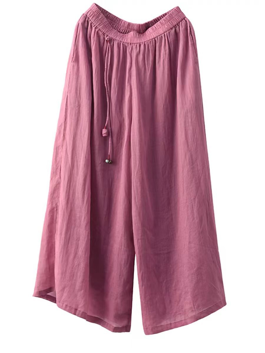 Summer Dual-layer Wide-leg Ramie Pants Fd049