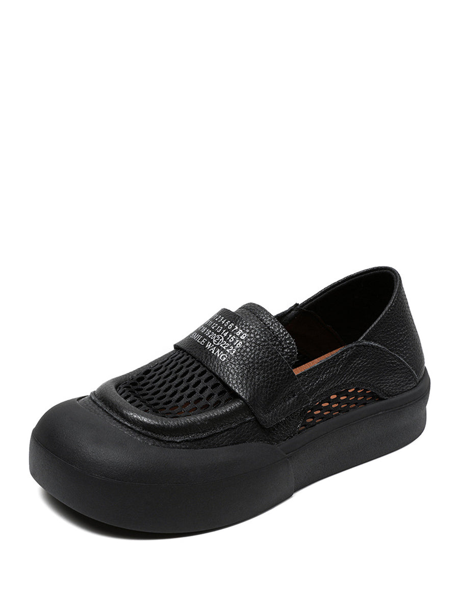 Summer Leather Cutout Flat Shoes Pp1030
