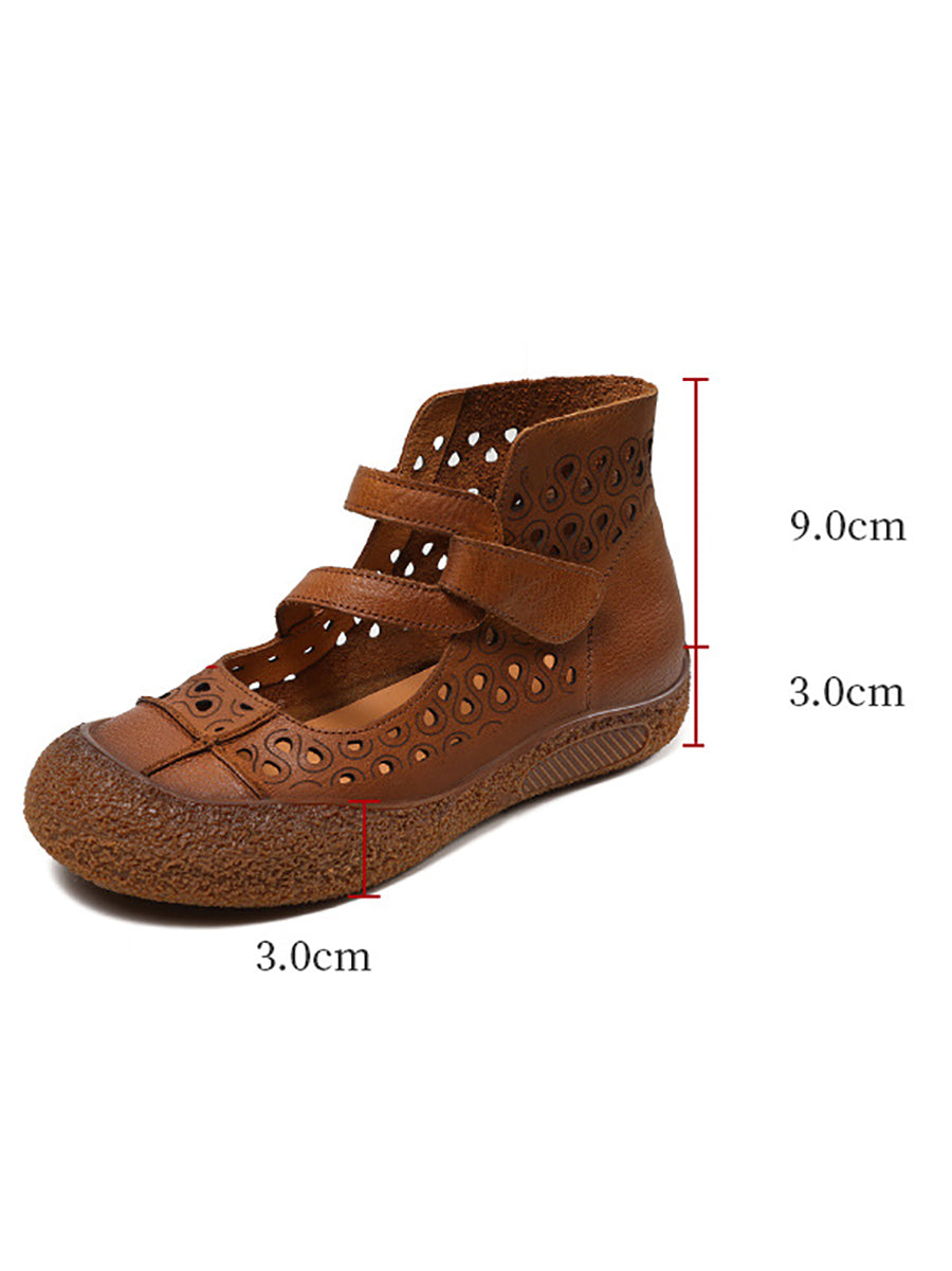 Summer Cutout Leather Flat Sandals Sc1007