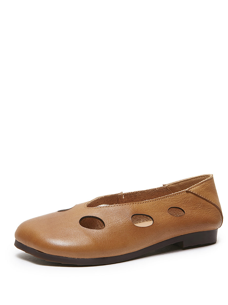 Summer Leather Cutout Soft Shoes Io1029