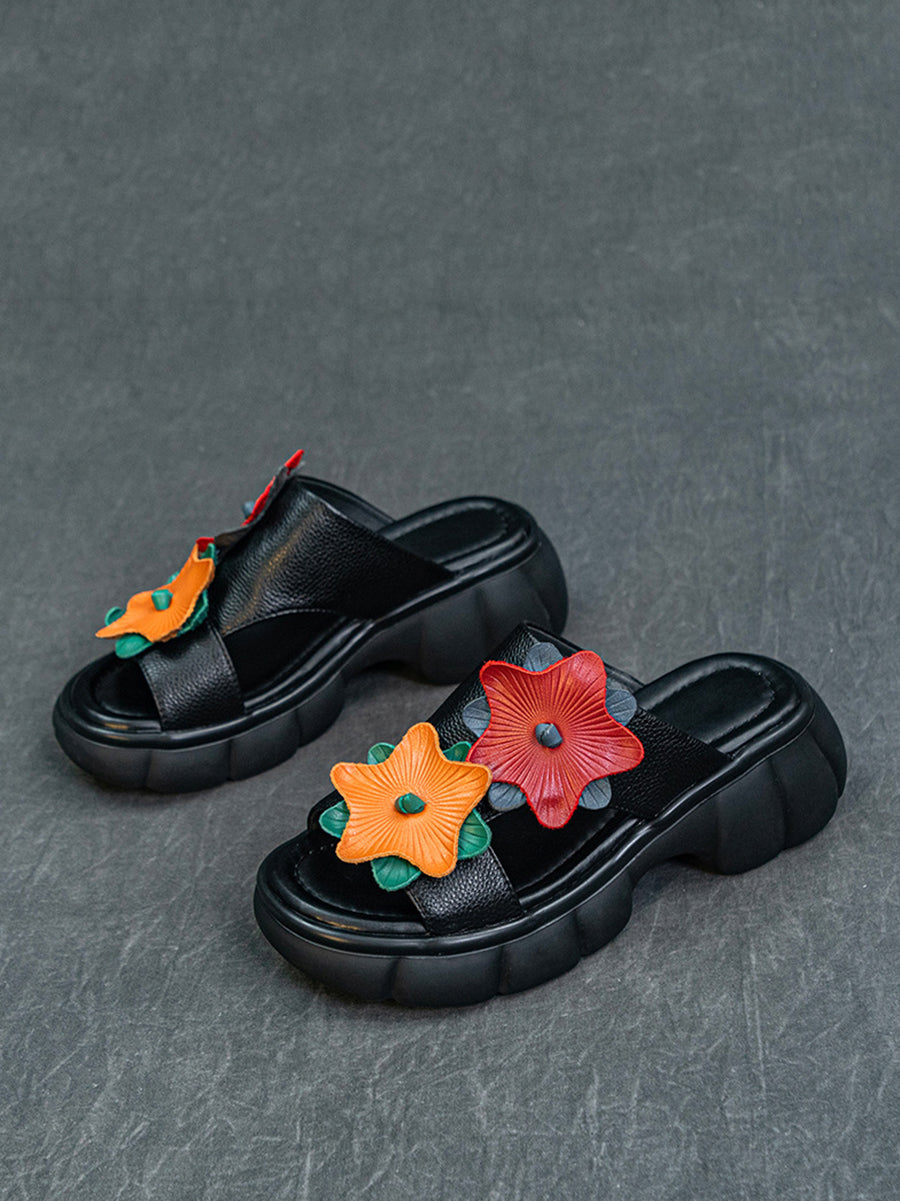 Summer Leather Spliced Star Platform Sandal Ty1033