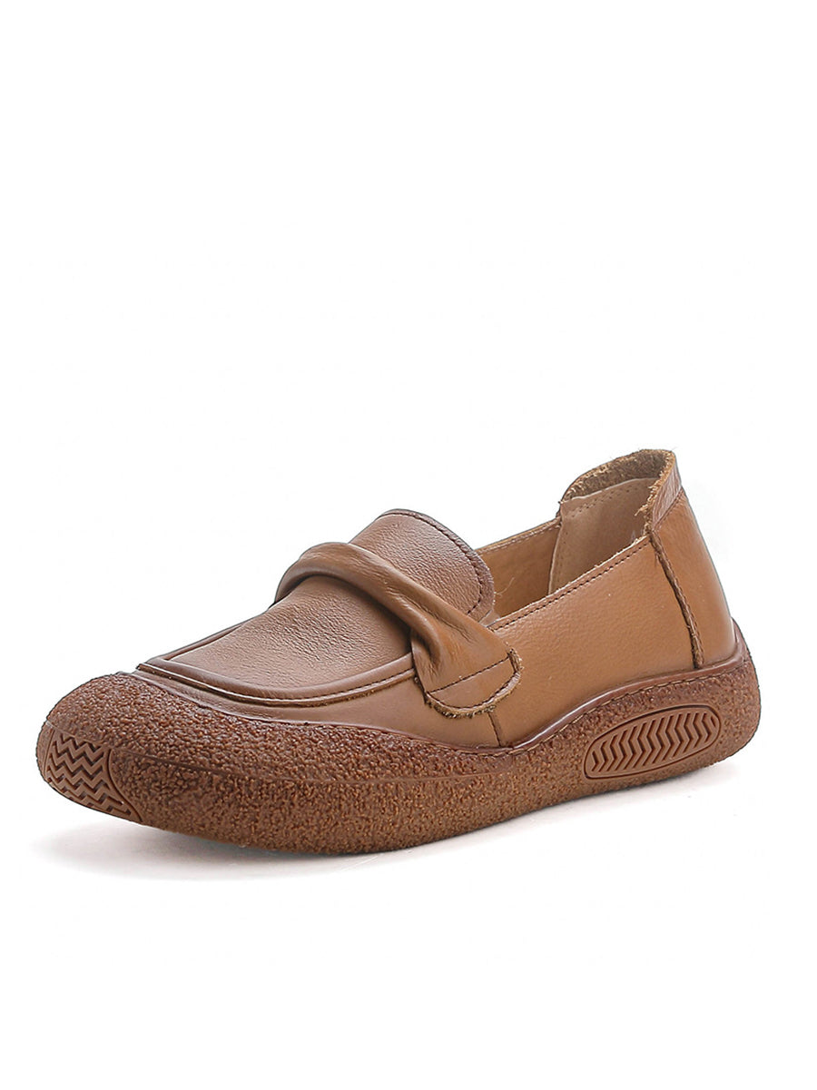 Summer Soft Leather Flat Shoes At1056