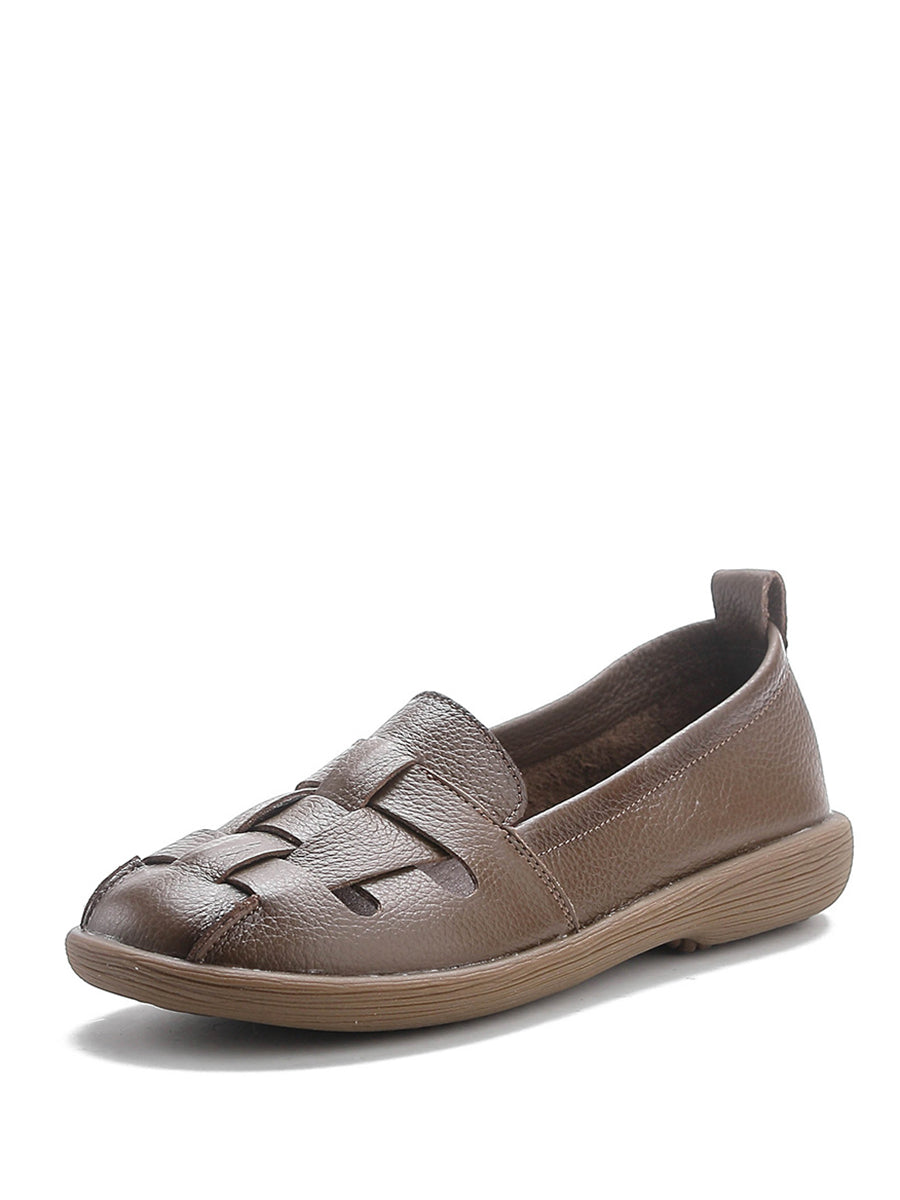 Summer Leather Soft Weave Flat Shoes As1018