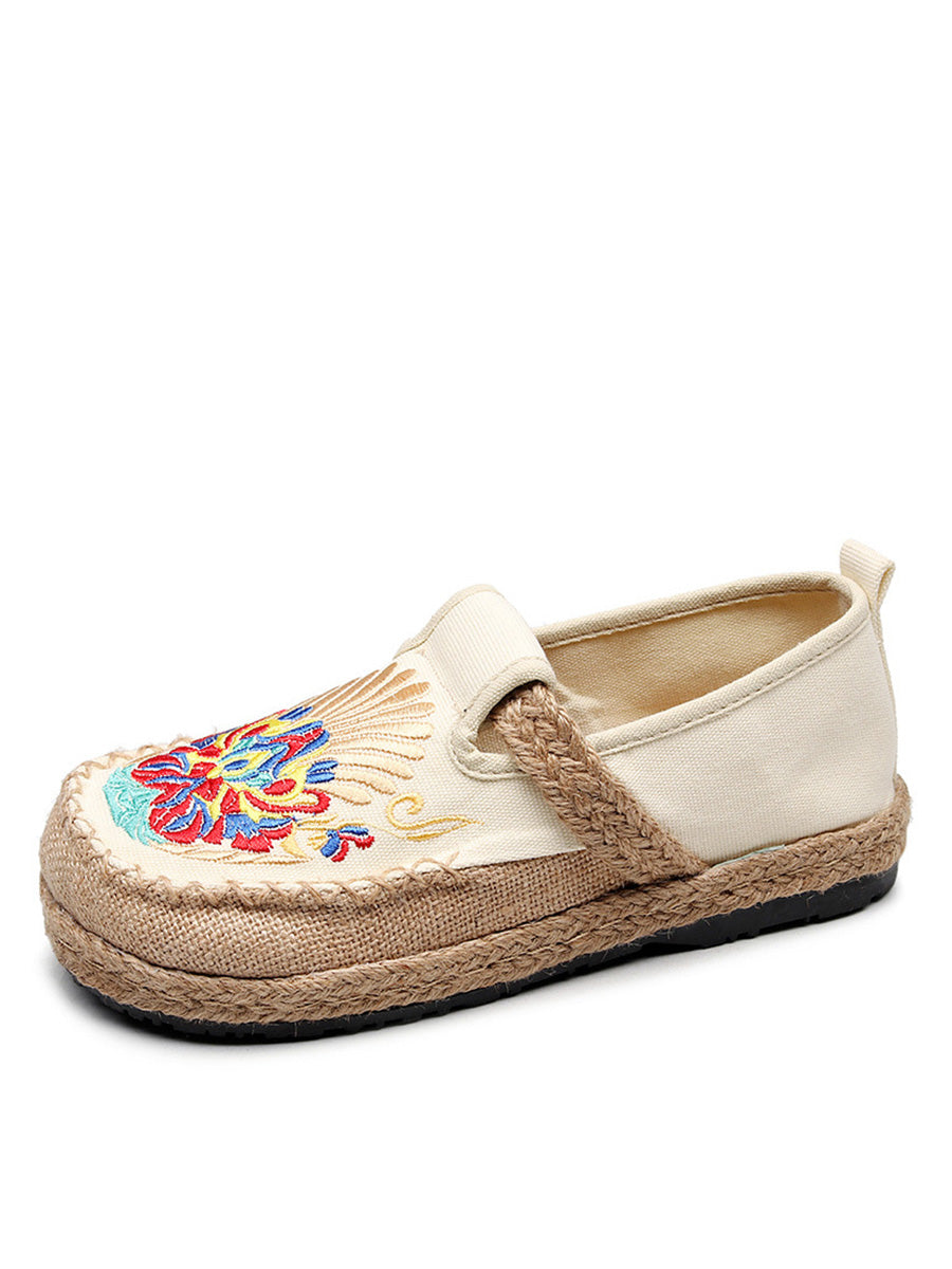 Summer Embroidery Cloth Linen Flat Shoes Ah1011