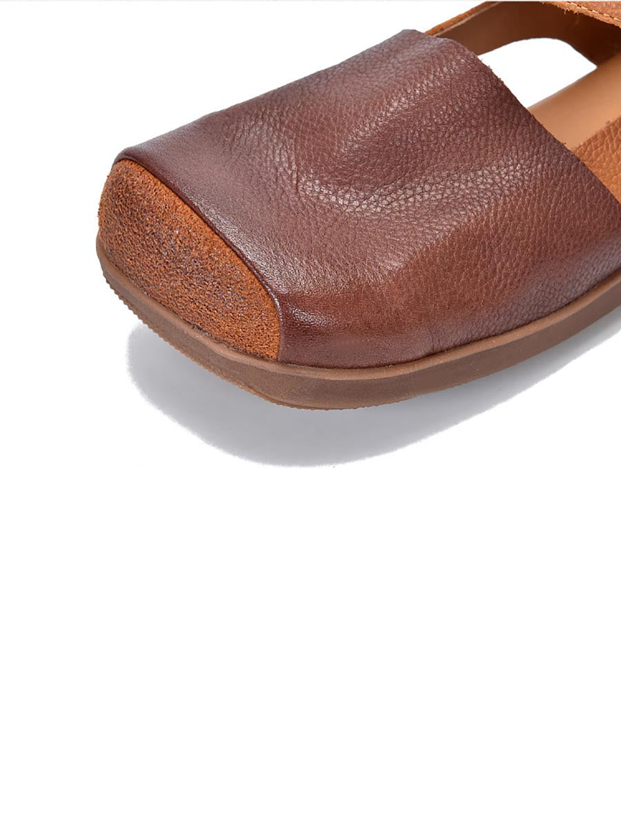 Summer Leather Colorblock Flat Shoes Xx1023