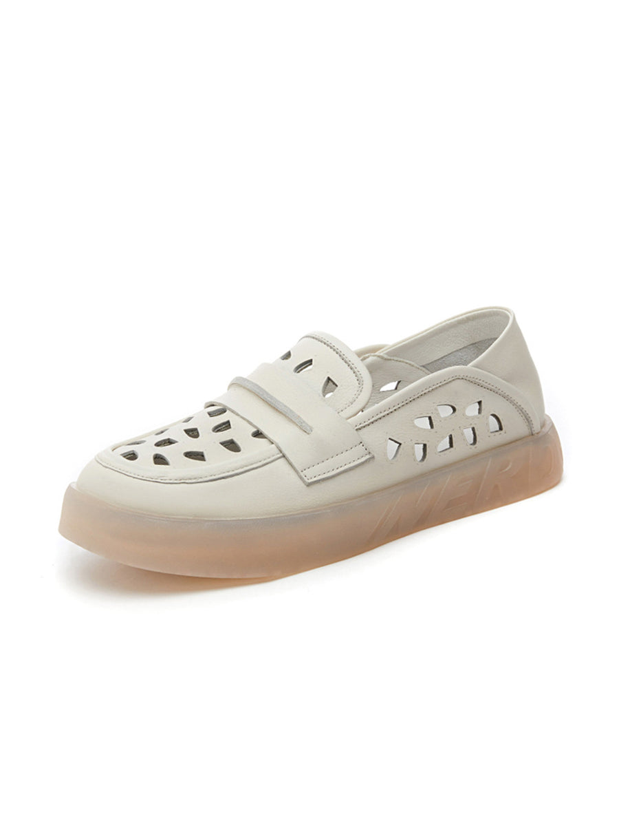 Summer Leather Colorblock Flat Shoes Fg1005