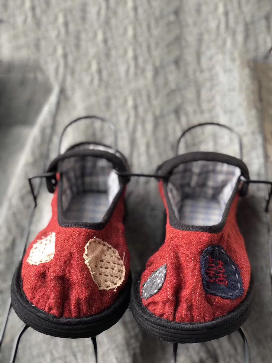 Summer Patch Embroidery Cotton Flat Shoes Ll015