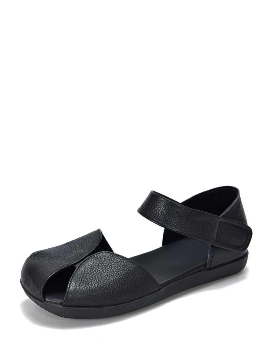 Summer Leather Soft Spliced Flat Sandals Zz1025