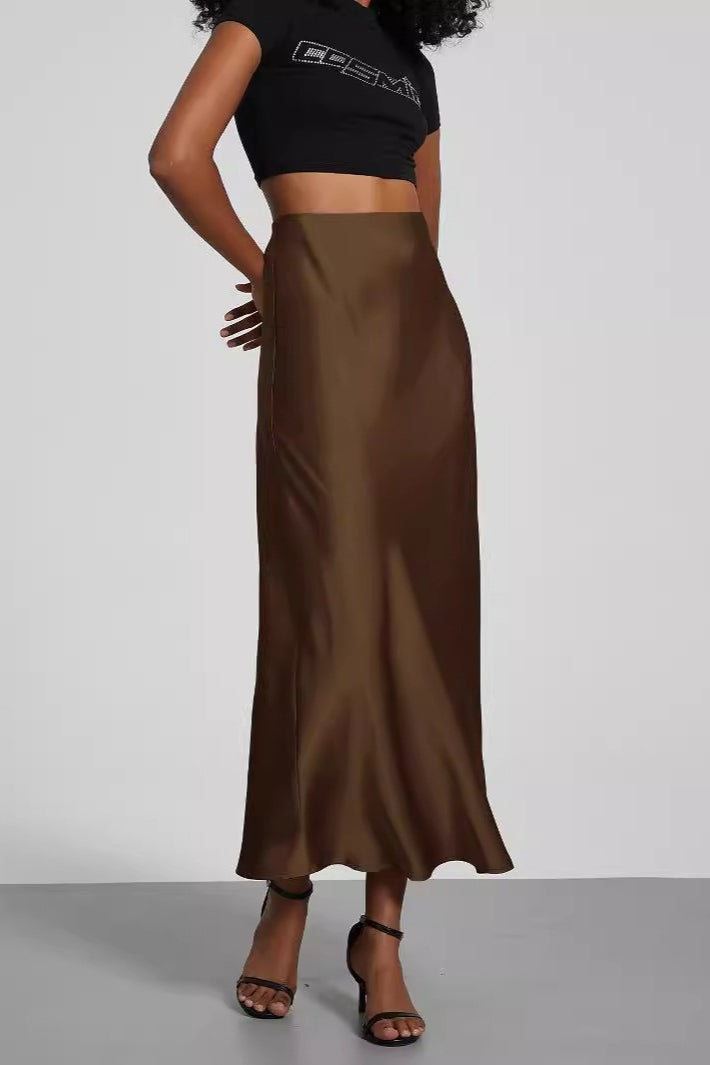 Color Satin Skirt