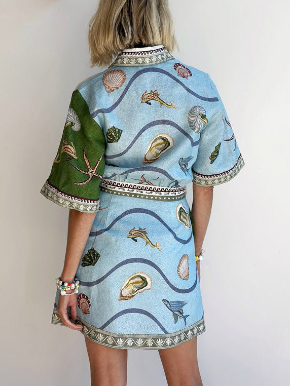 Unique Deep Sea Print Mini Dress