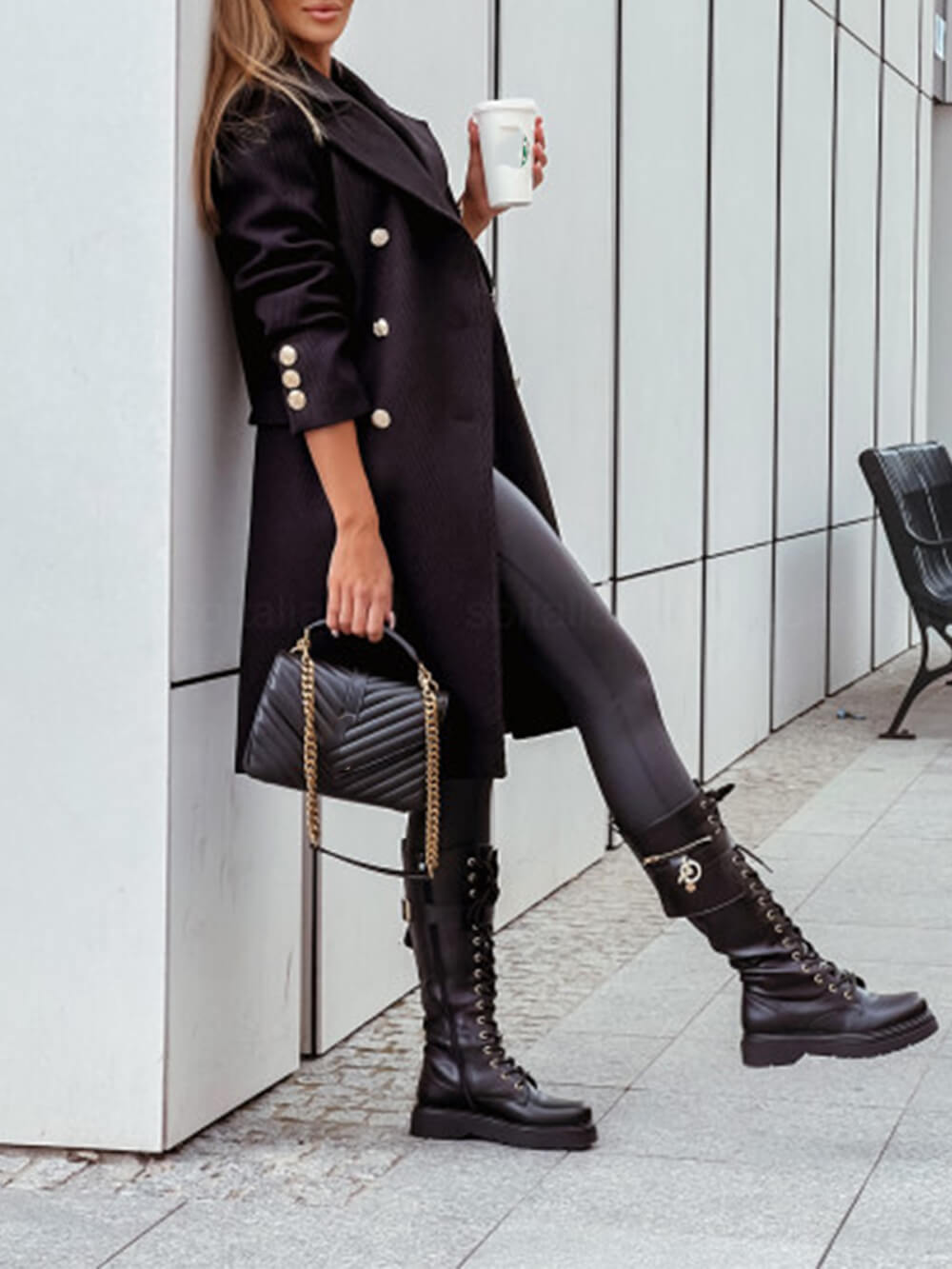 Color Simple Mid-length Coat