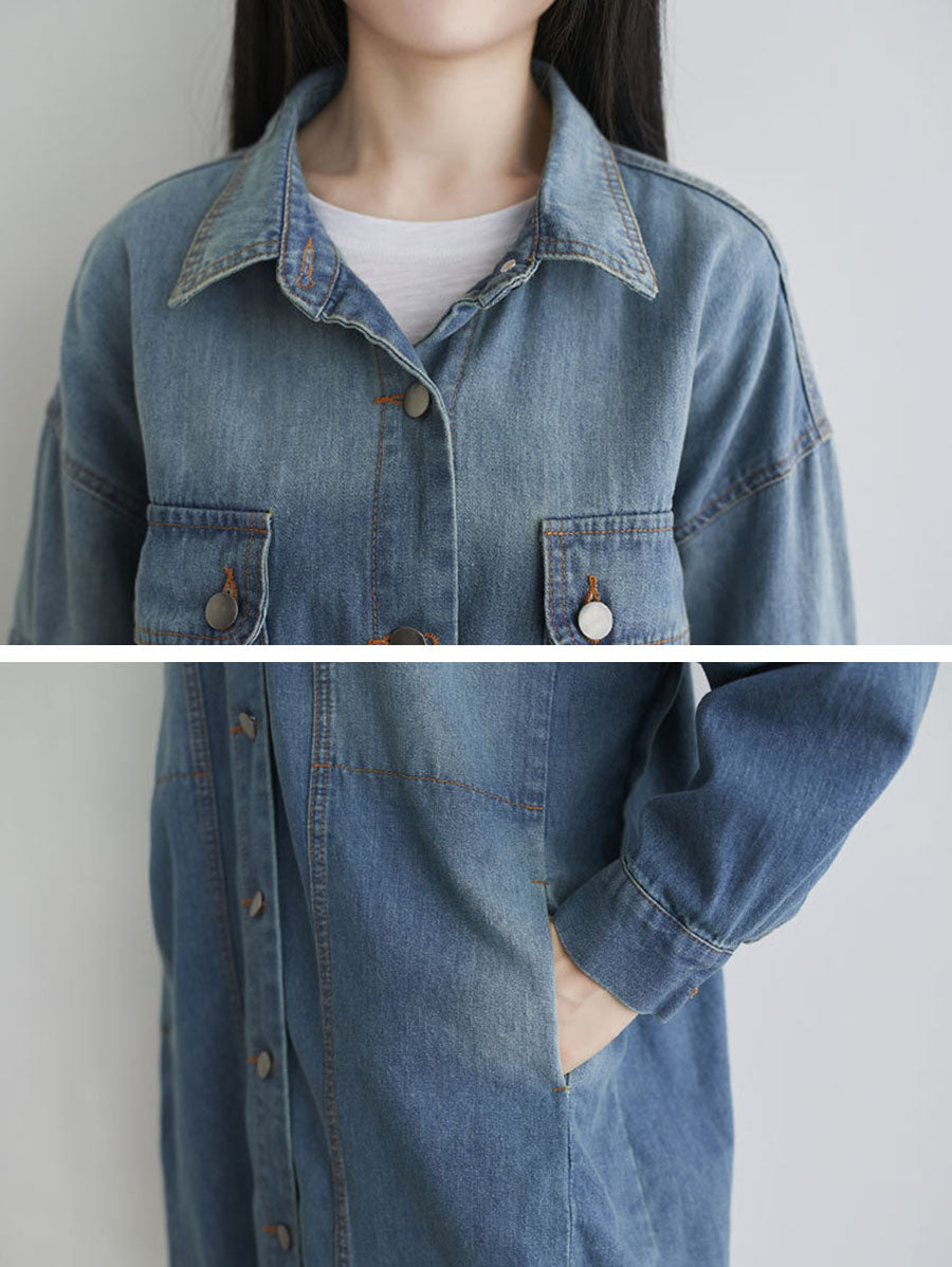 Autumn Pocket Denim Shirt Coat As1001
