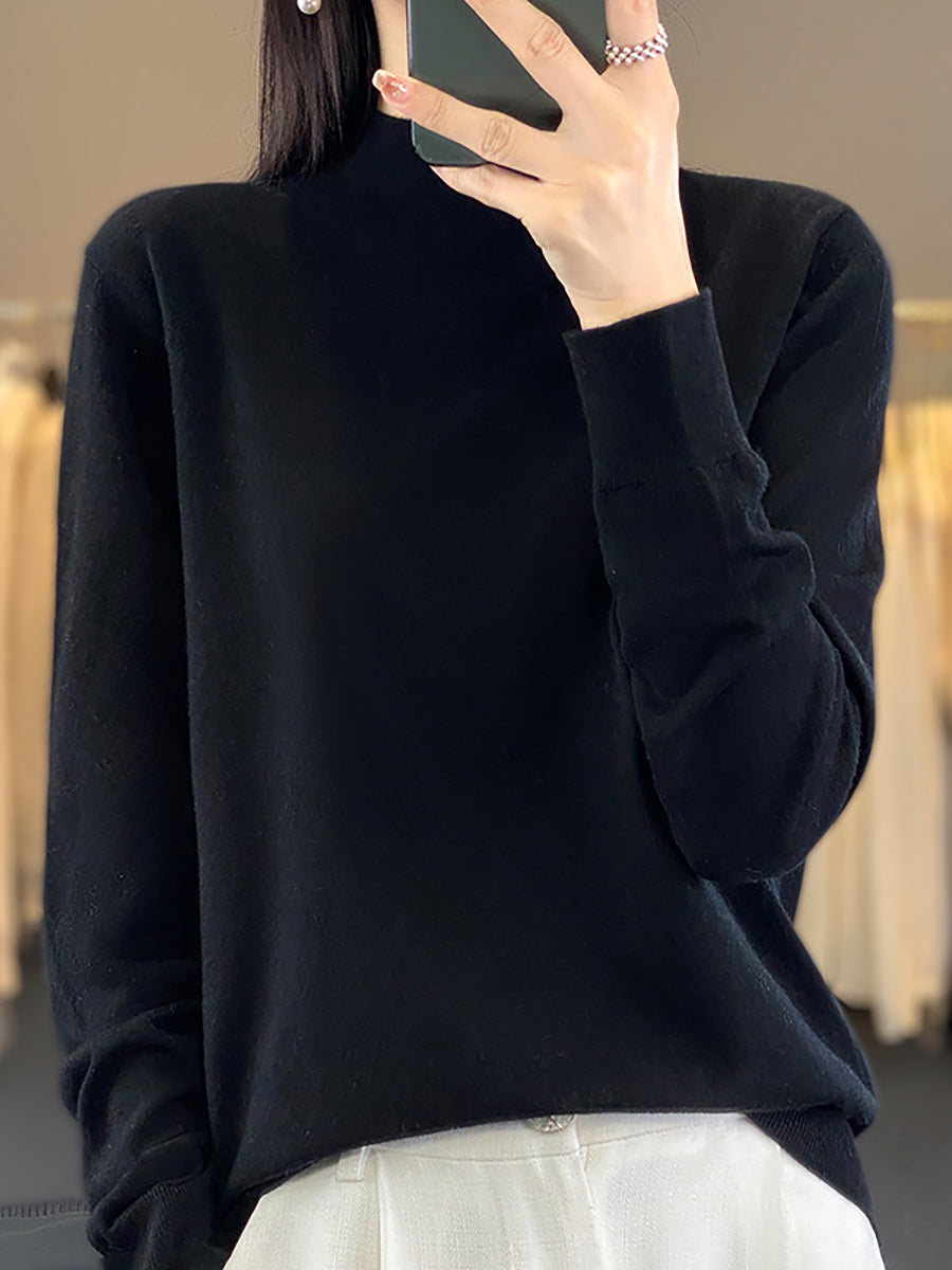 Autumn Knit Warm Half-turtleneck Sweater Wu019