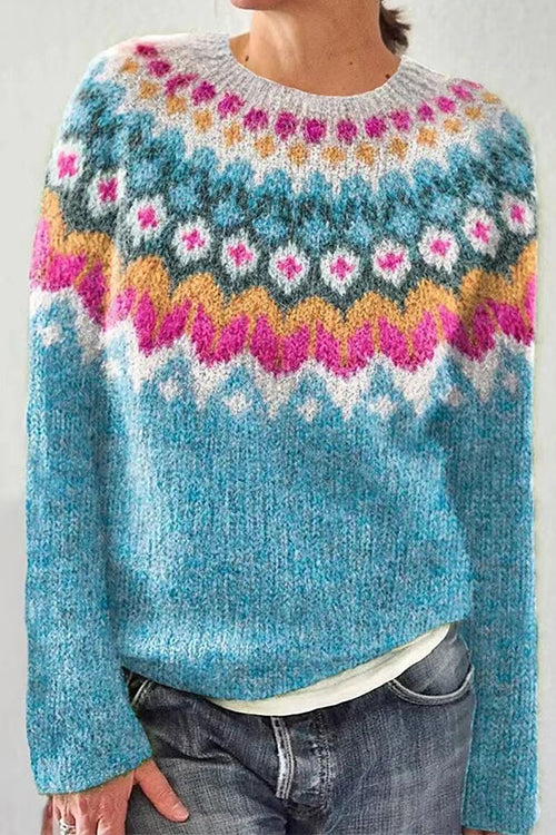 Crewneck Unique Print Cozy Sweater(in 3 Patterns)