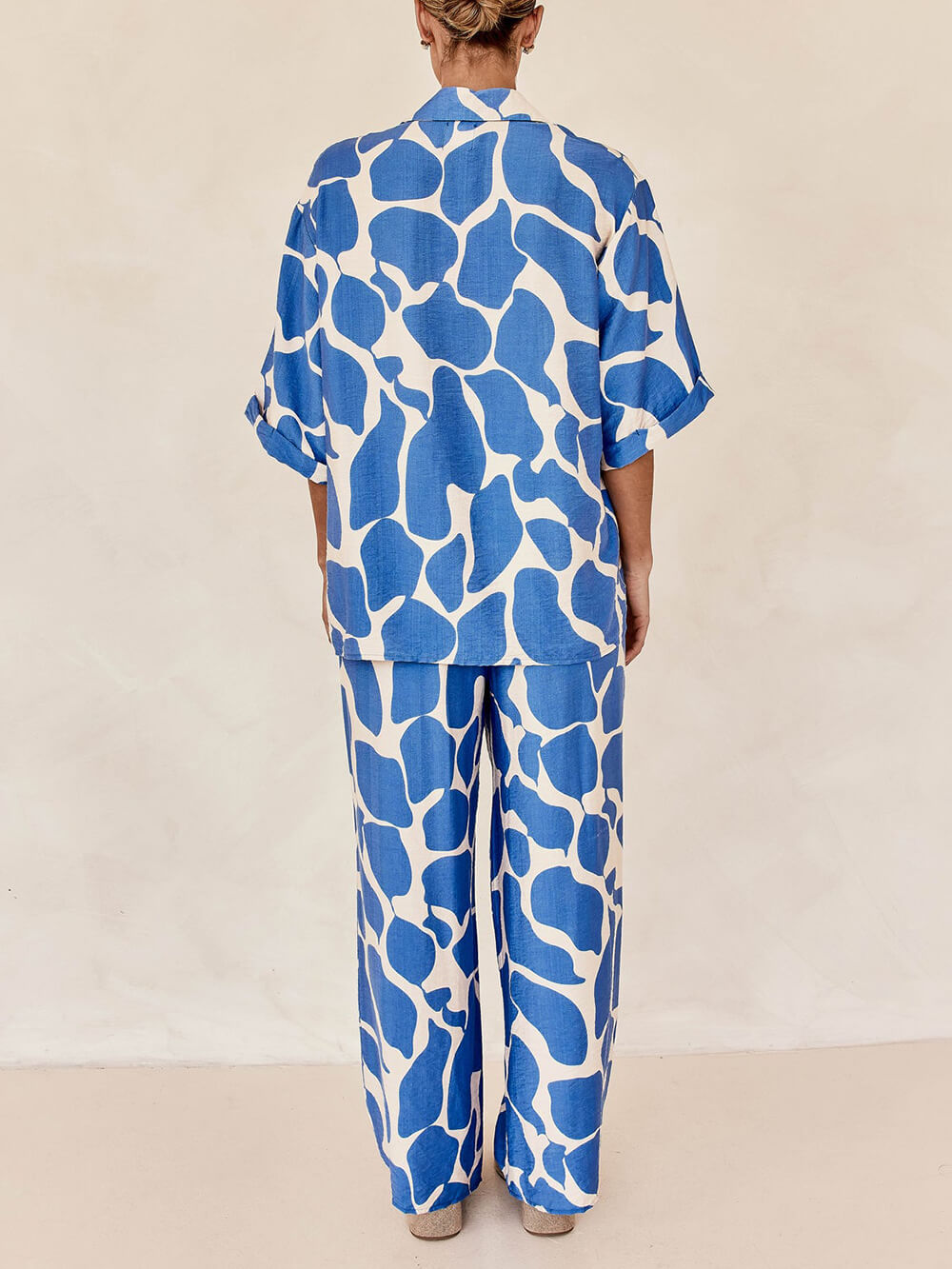 Blue and White Striped Patterned Printed Baggy Pants