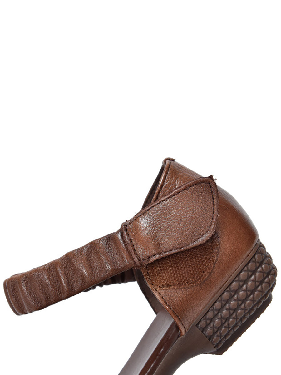 Summer Artsy Leather Low-heel Shoes Ui1021