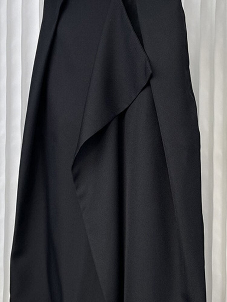 4.29modern Royal Blue Irregular Pleated Patchwork Skirt