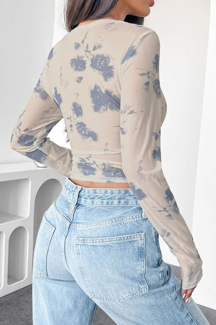 Mesh Ruched Side Blouse