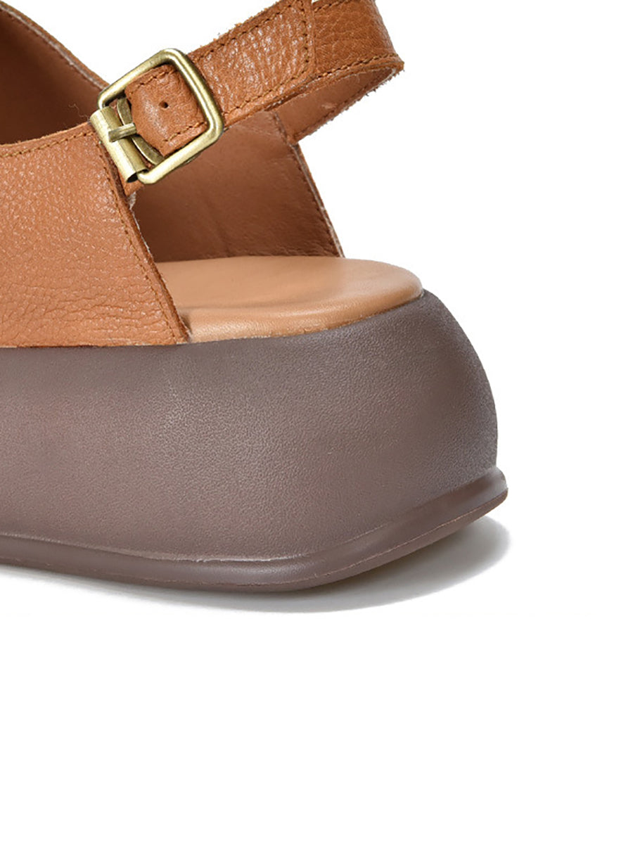 Summer Colorblock Leather Platform Sandal Ty1048