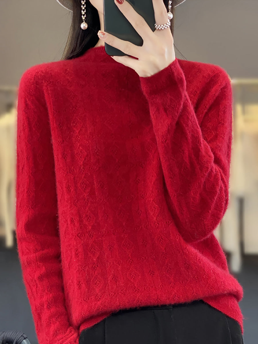 Autumn Turtleneck 100%wool Knit Sweater Qu028
