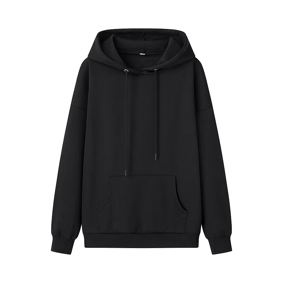 Winter Drawstring Pocket Decoration Long Sleeve Hooded Fleece Lined Sweatshirt