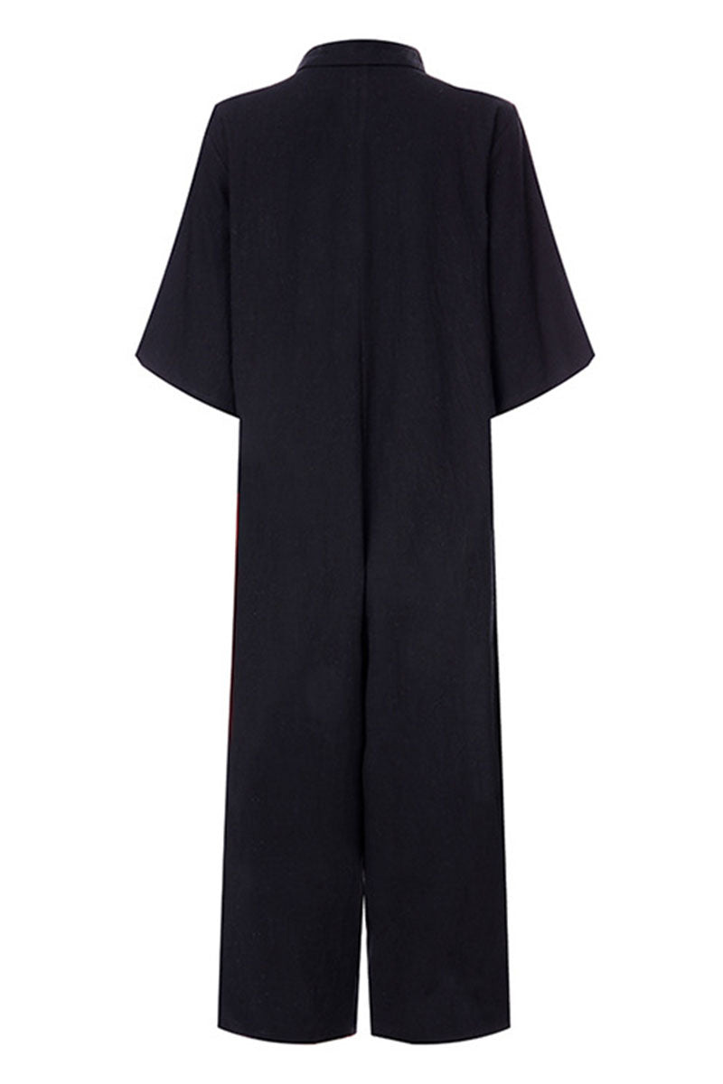 Turndown Collar Loose Jumpsuits(3 Colors)