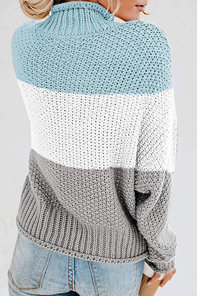 Patchwork Contrast Turtleneck Sweaters(7 Colors)