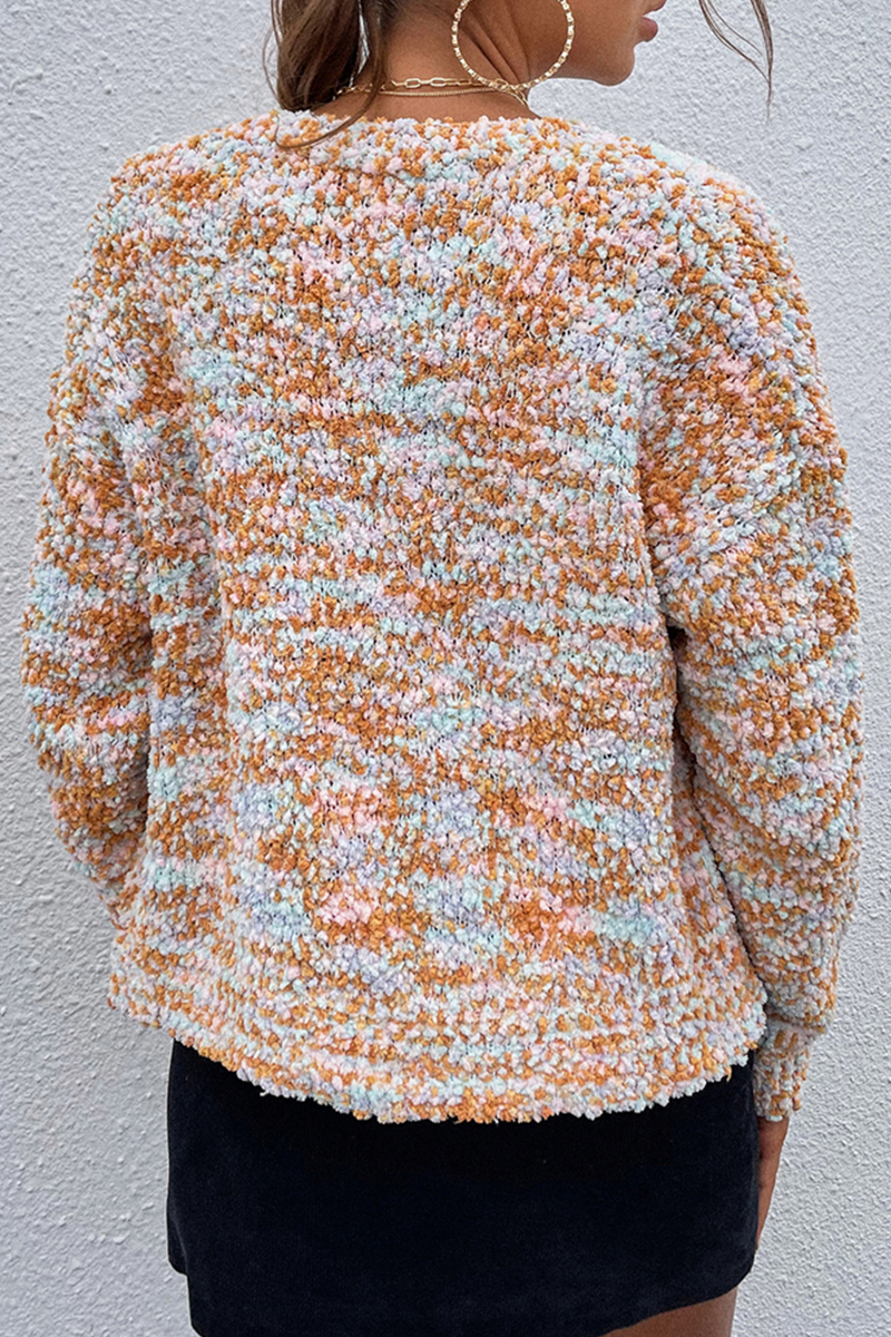 Split Joint Buckle V Neck Tops Sweater