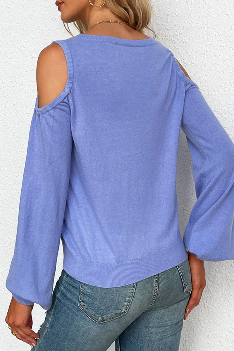 Hollowed Out O Neck Tops Sweater