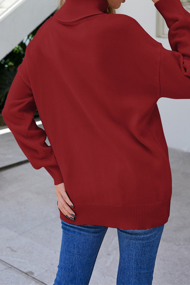 Patchwork Turtleneck Sweaters(4 Colors)