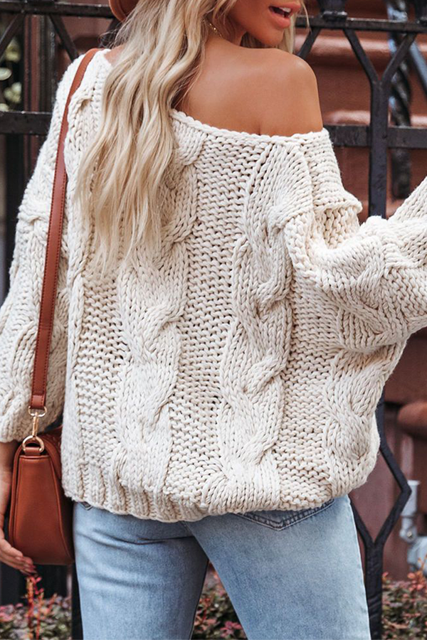 Patchwork Basic Off the Shoulder Tops Sweater(3 Colors)