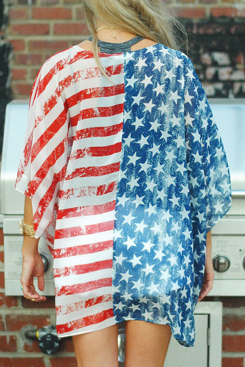 Print Patchwork Cardigan Collar Tops