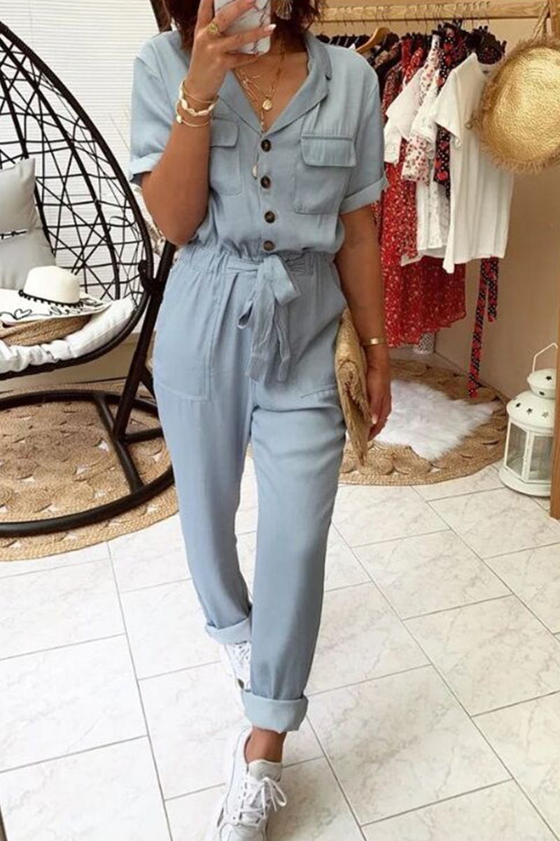 Patchwork Turndown Collar Harlan Jumpsuits