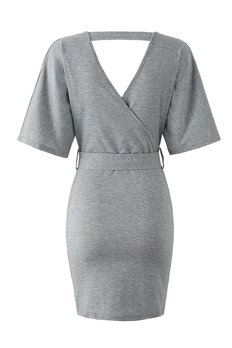 Hollowed Out V Neck Pencil Skirt Dresses(4 Colors)