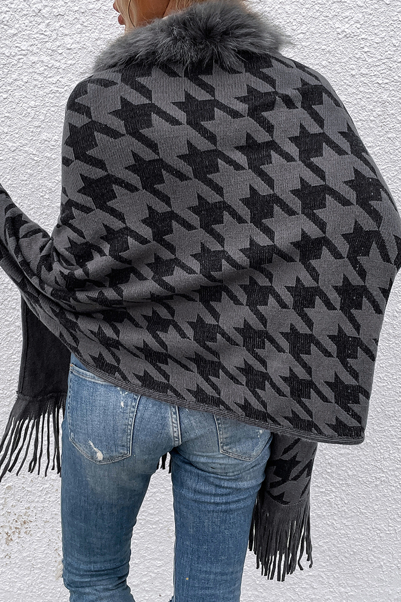 Plaid Tassel Cardigan Collar Outerwear(4 Colors)
