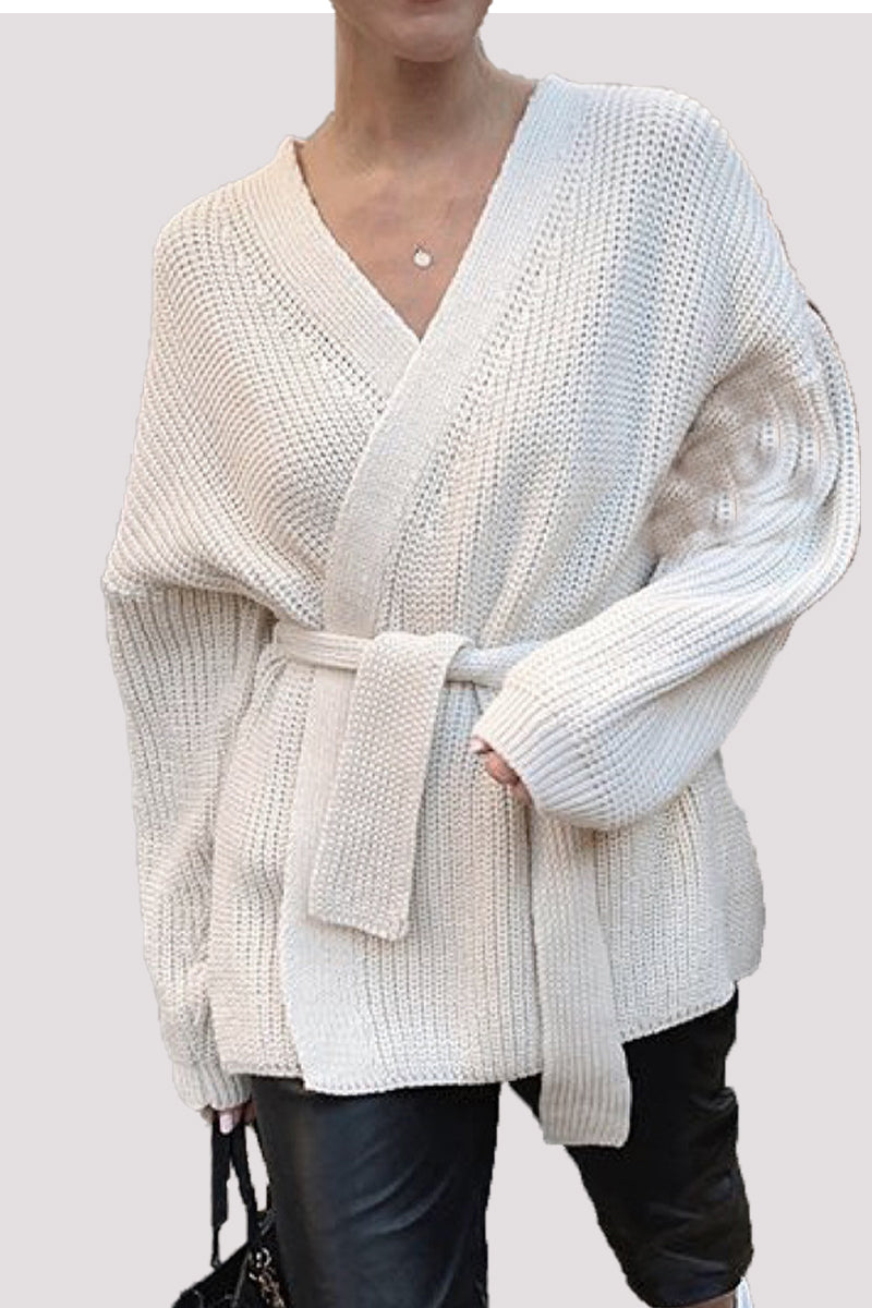 Bandage V Neck Cardigans(3 Colors)