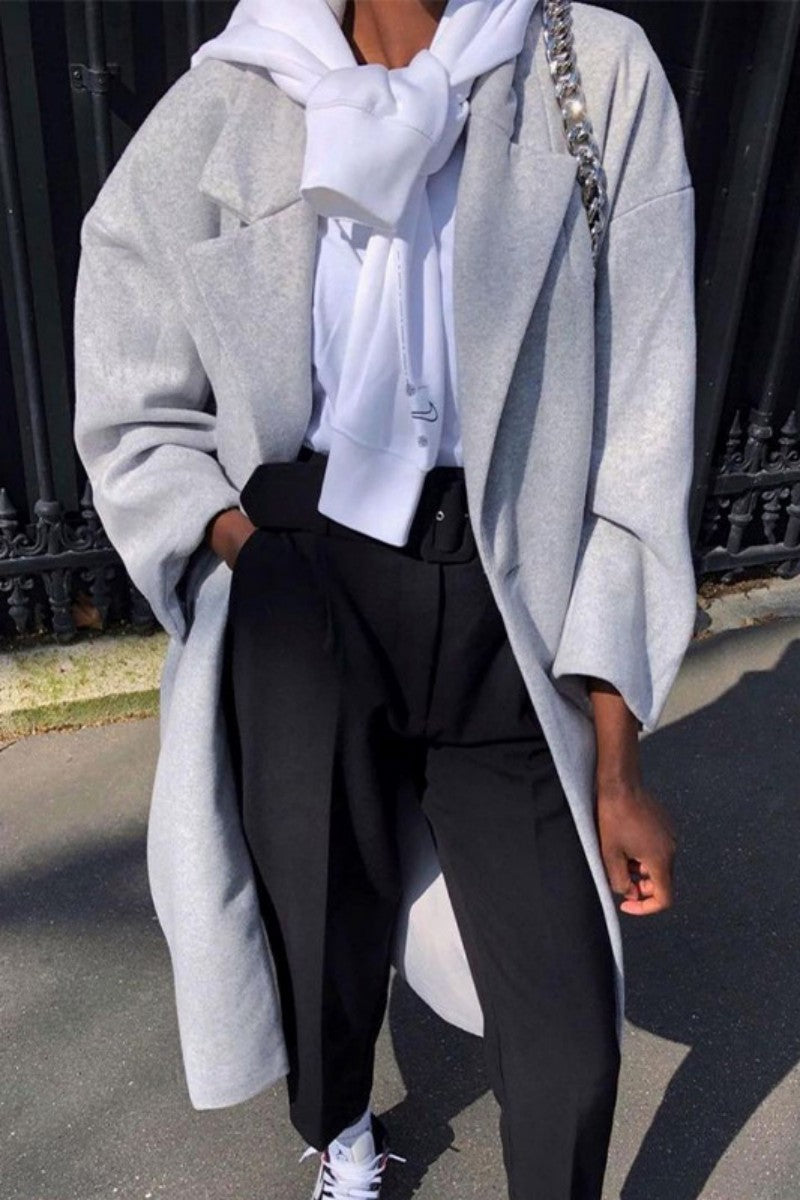 Patchwork Cardigan Turndown Collar Outerwear