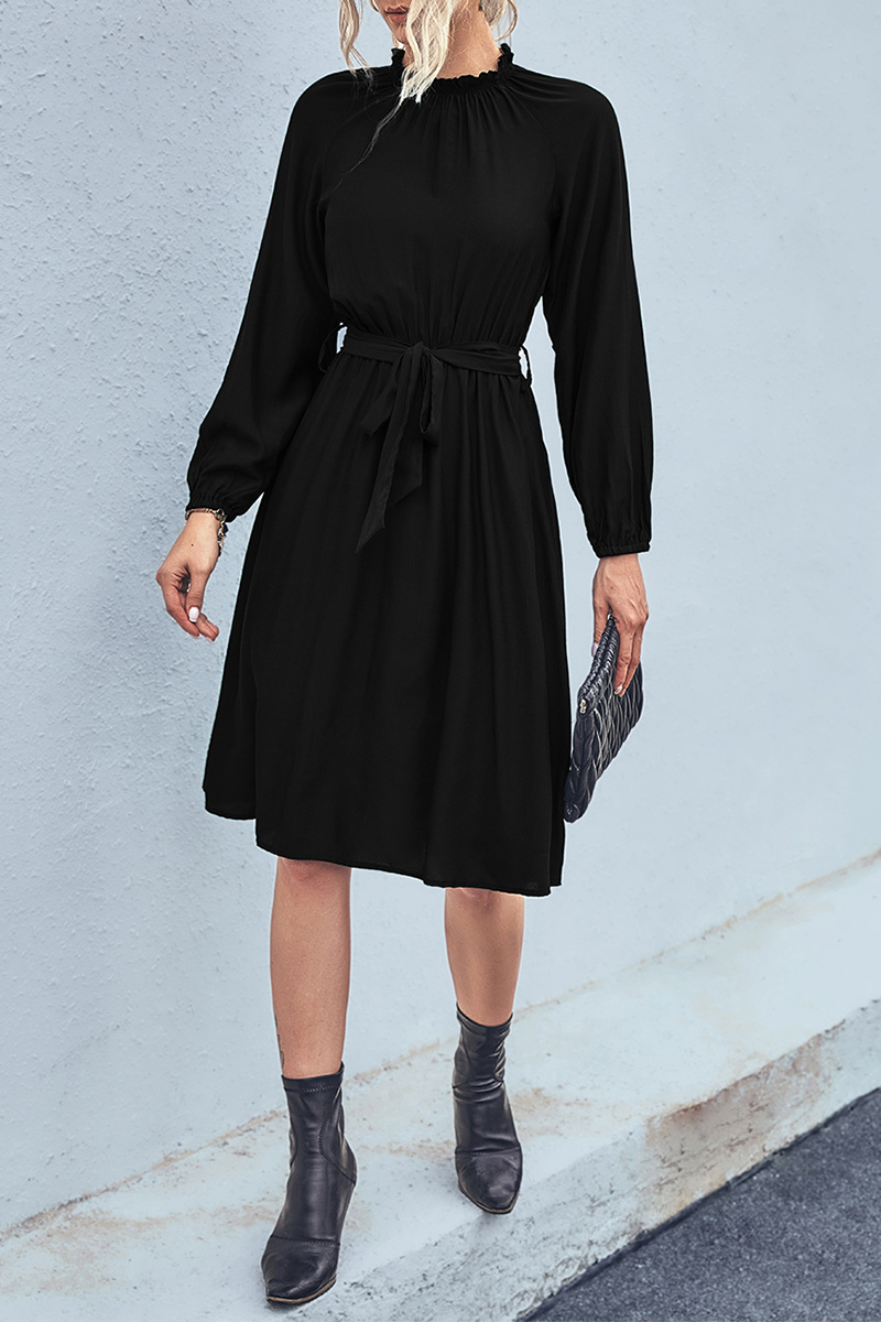 Daily Patchwork Half a Turtleneck Waist Skirt Dresses