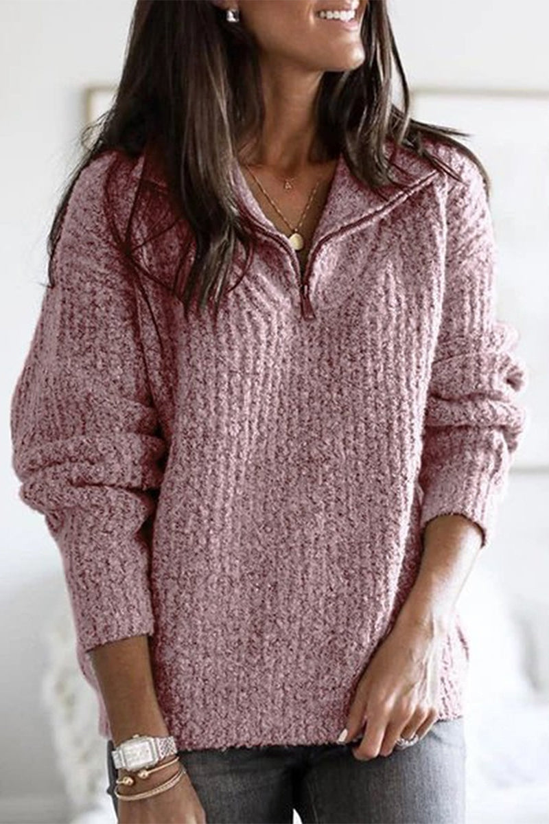 Zipper Zipper Collar Sweaters(6 Colors)