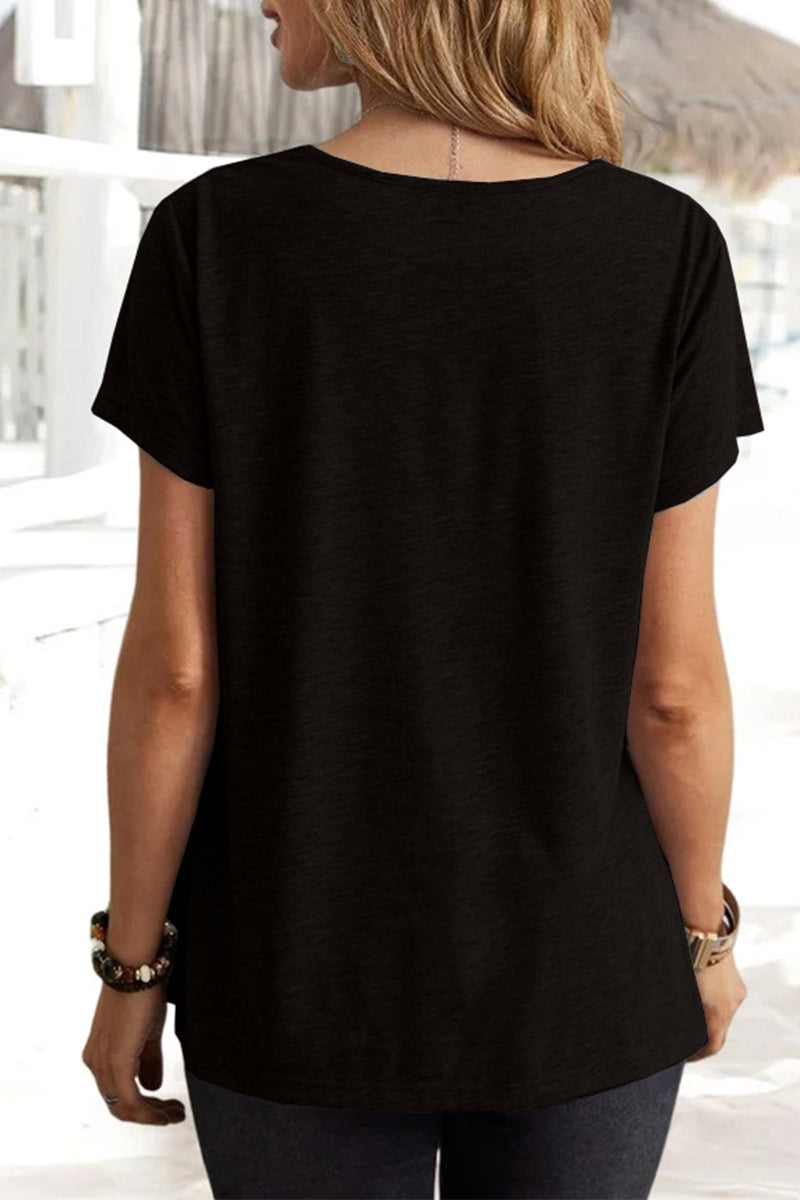 Daily Asymmetrical U Neck T-shirts(5 Colors)