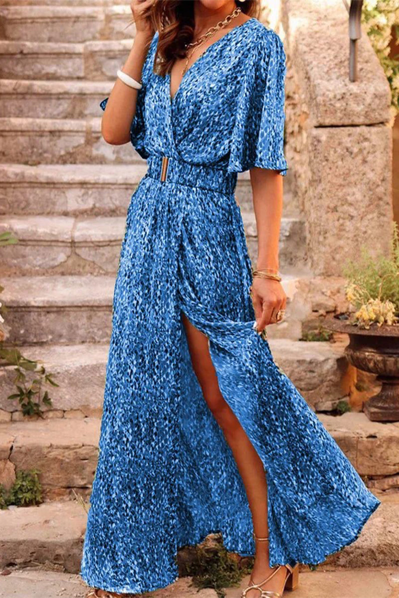 College Patchwork With Belt V Neck Waist Skirt Dresses(5 Colors)