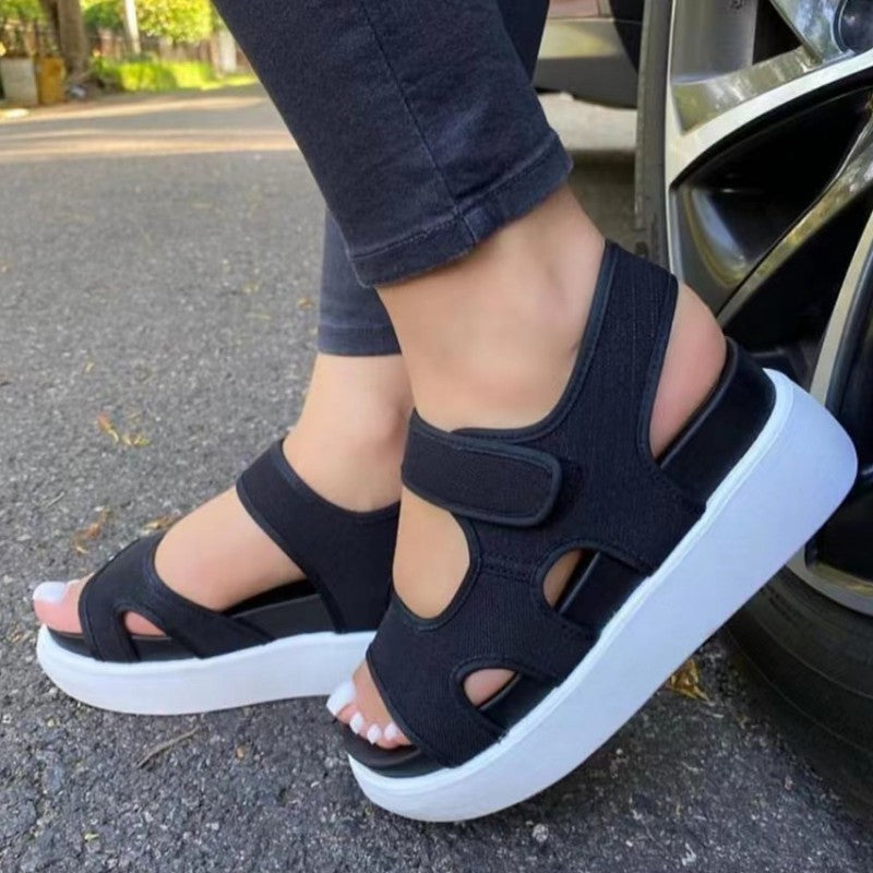 Hollowed Out Patchwork Printing Color Round Shoes