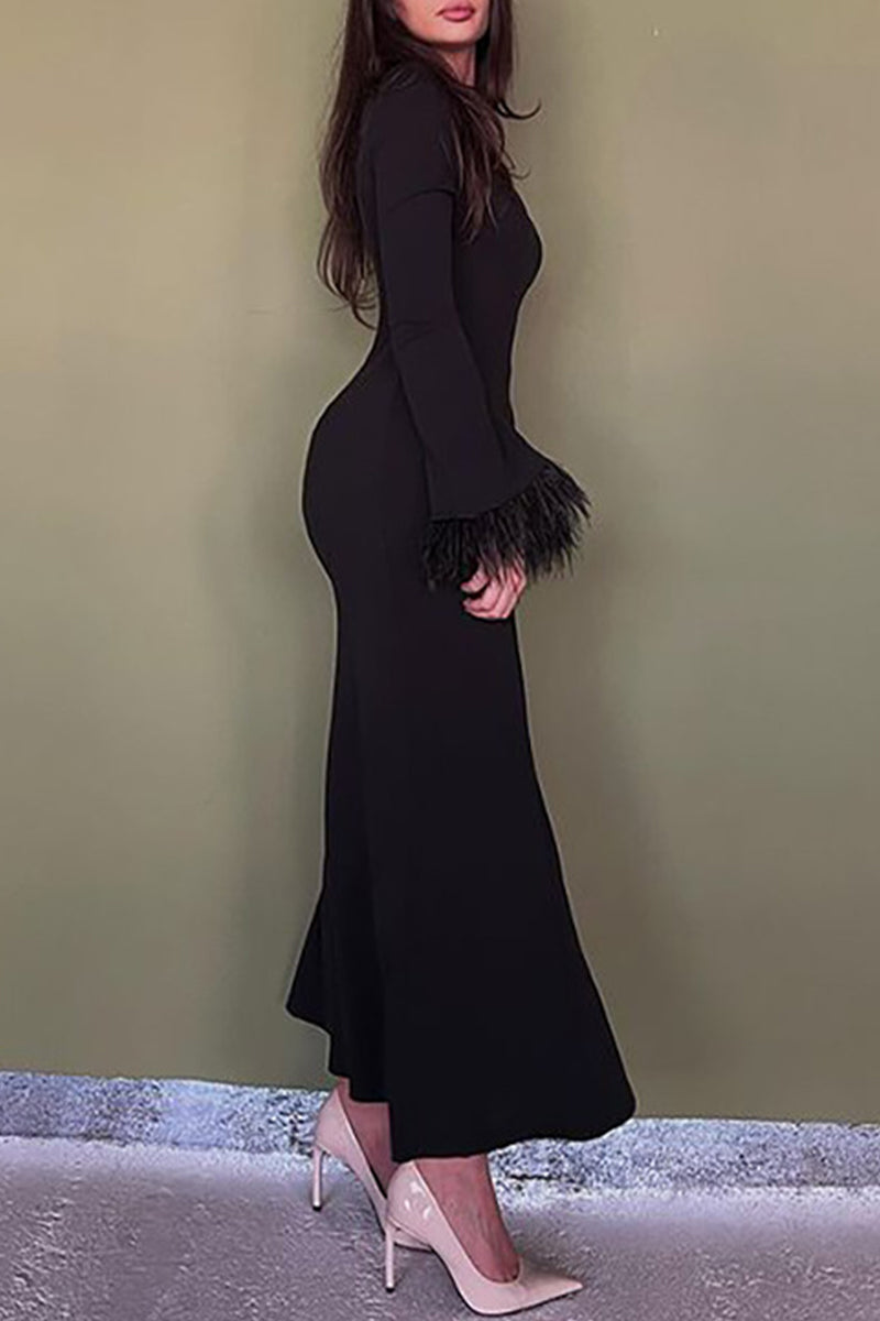 Celebrities Feathers Wrapped Skirt Dresses