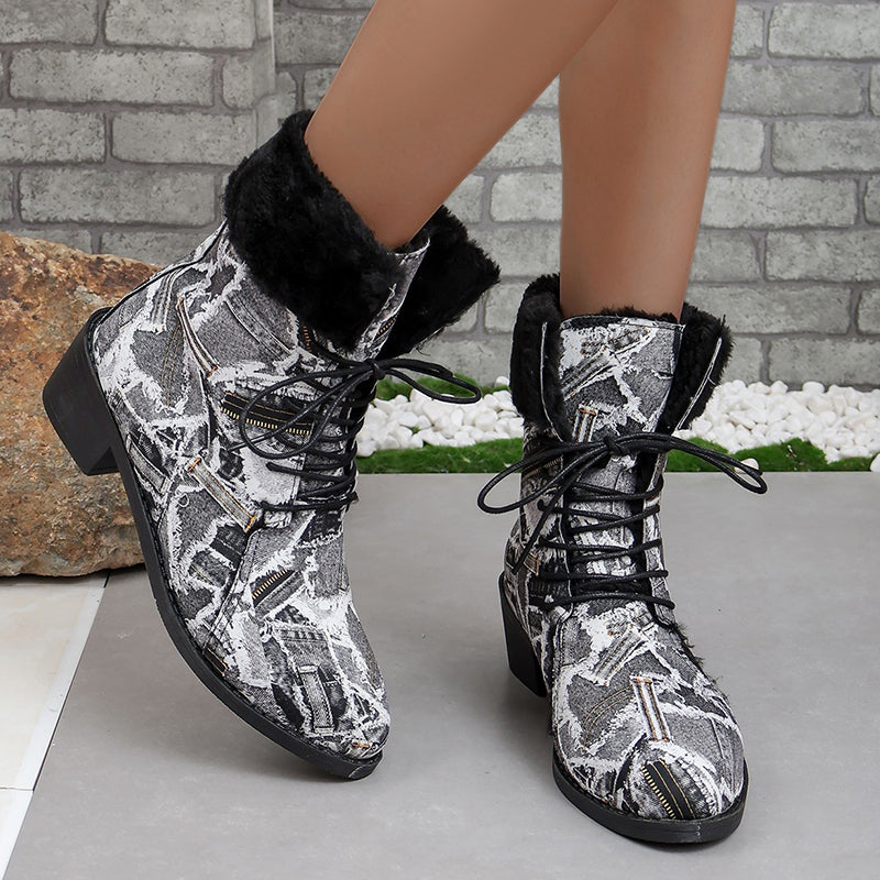 Patchwork Printing Pointed Comfortable Out Door Shoes (heel Height 1.37in)
